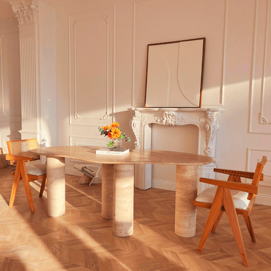 Table de salle à manger et de réunion en travertin Cascade