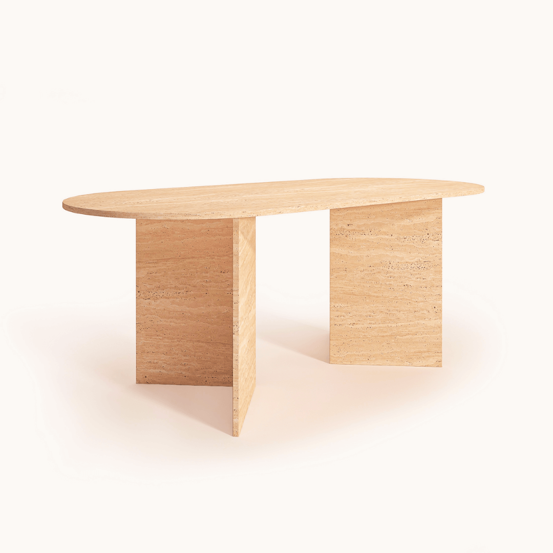 La table à manger en travertin avec pieds en V