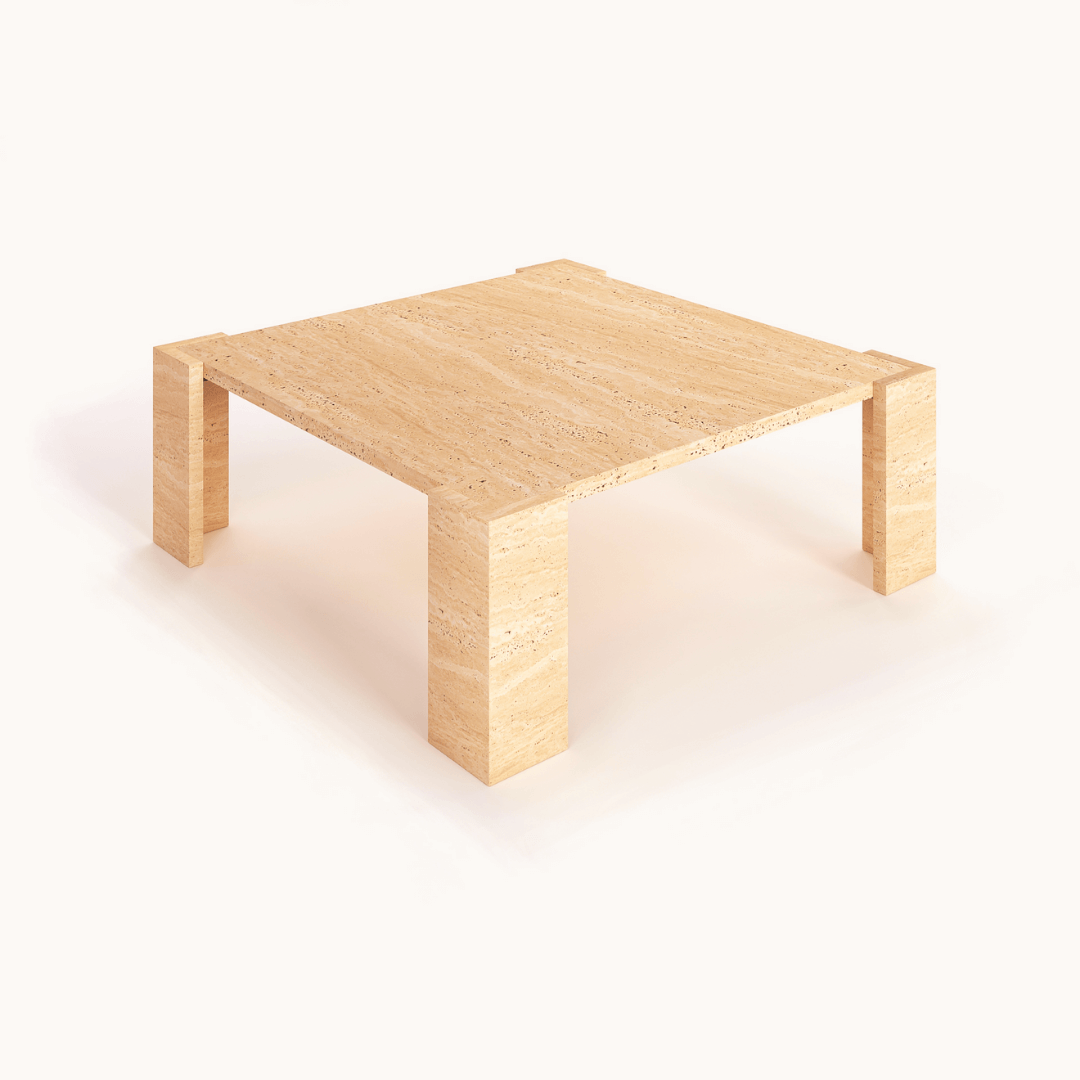 Table de pièce maîtresse rustique moderne en travertin