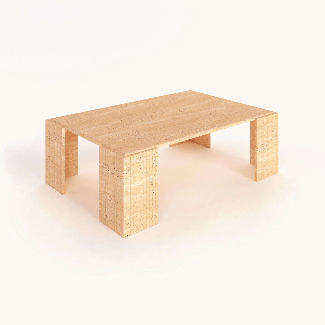 Table de pièce maîtresse rustique moderne en travertin