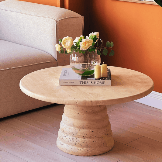 Table basse design en marbre travertin