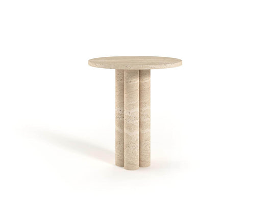 Travertable's Luxurious Travertine End Table with Sturdy Base