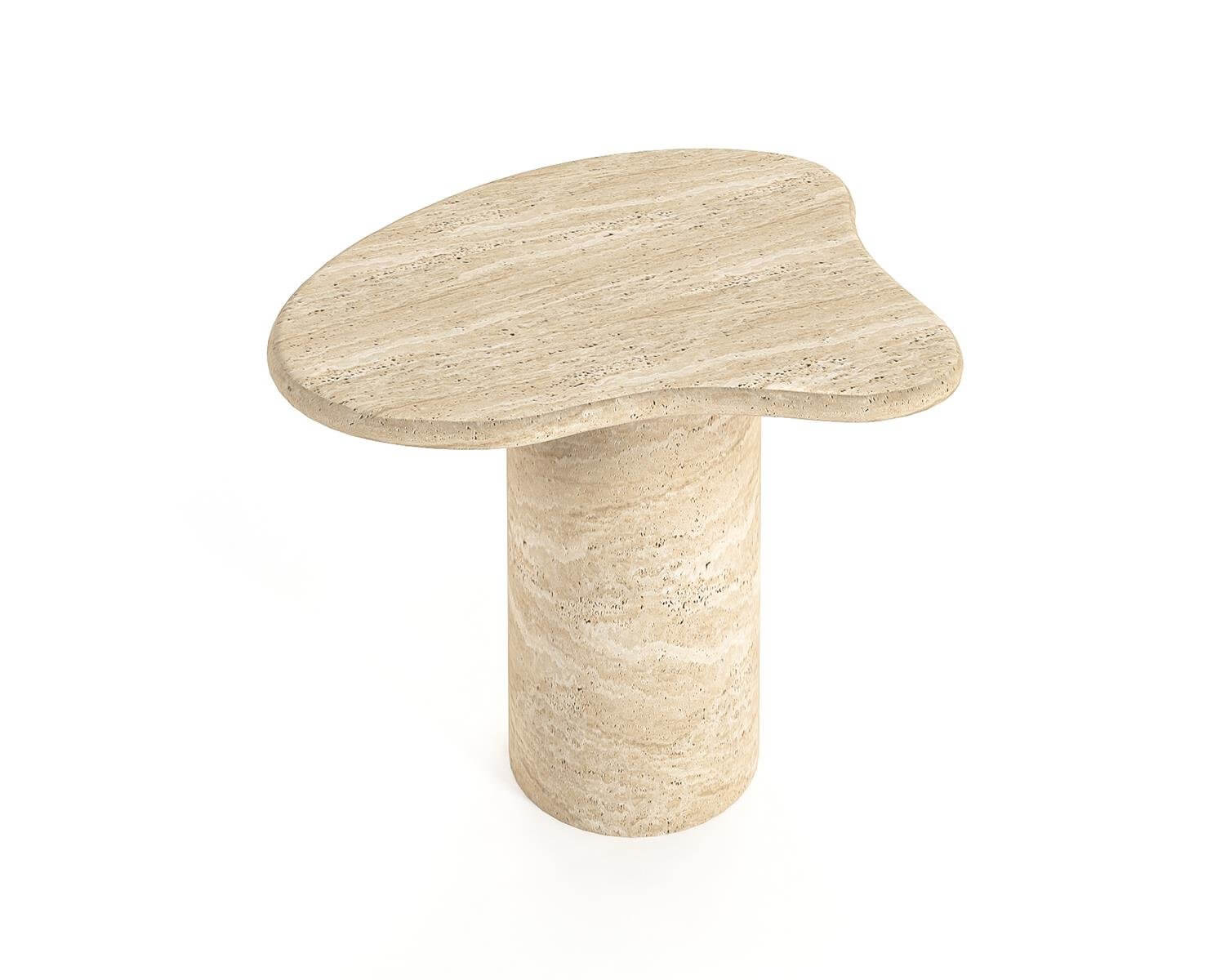 Versatile Travertine Bedside Table with Smooth Surface